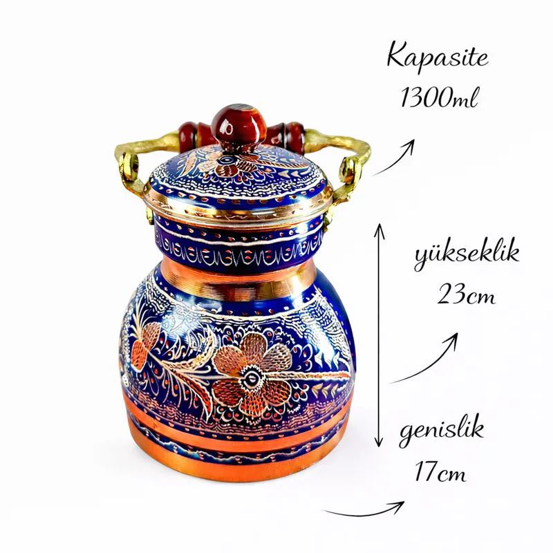 Bakir-Caydanlik1300ml-Mavi