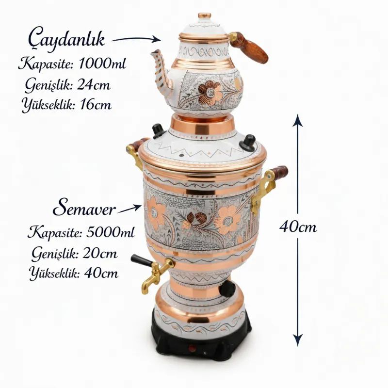 Bak�r Semaver Elektrikli Beyaz