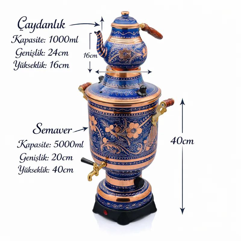 Bak�r Semaver Elektrikli Mavi