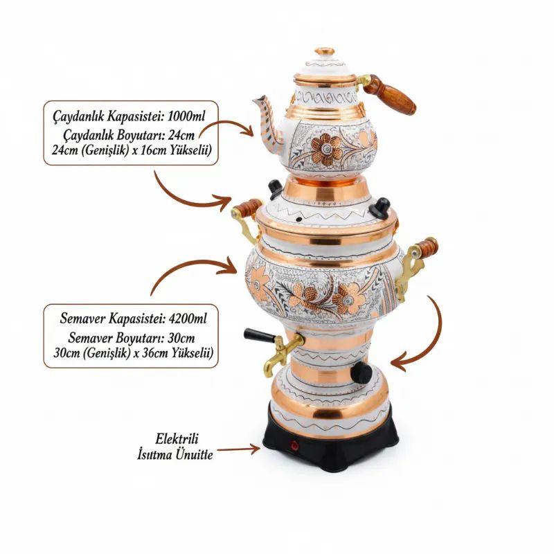 Bak�r Semaver elektrikli Silindir Beyaz