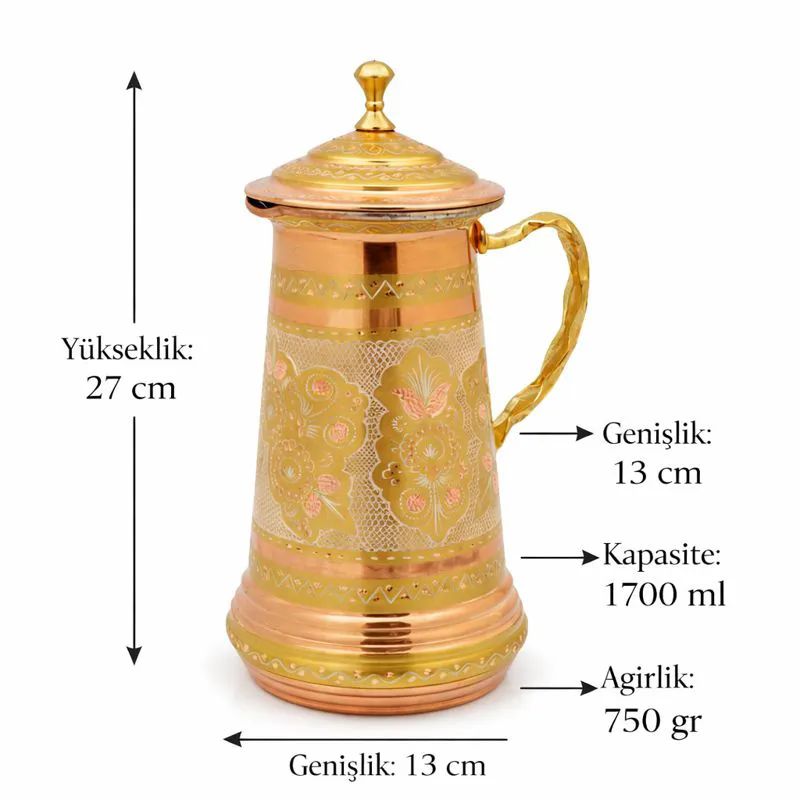 Bakir-Surahi-1700ml-Kapakli-Sari
