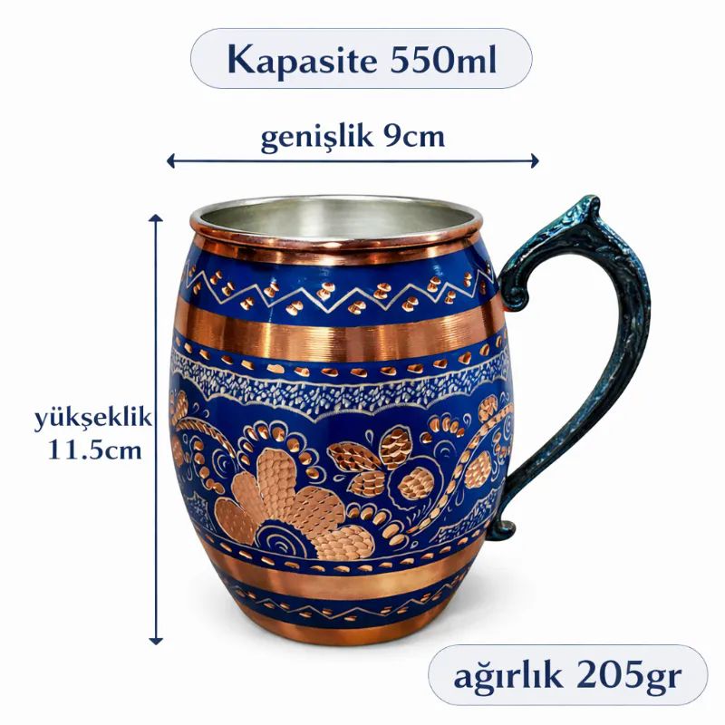 ��lemeli Bak�r Bardak Mavi