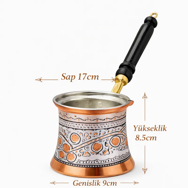 ��lemeli Bak�r Cezve Beyaz