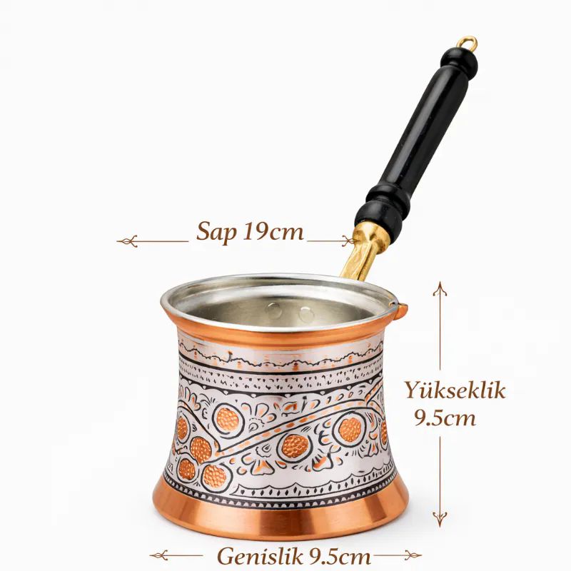 ��lemeli Bak�r Cezve Beyaz