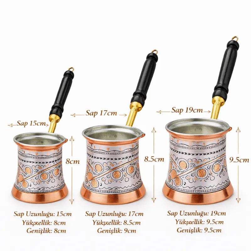 ��lemeli Bak�r Cezve Beyaz