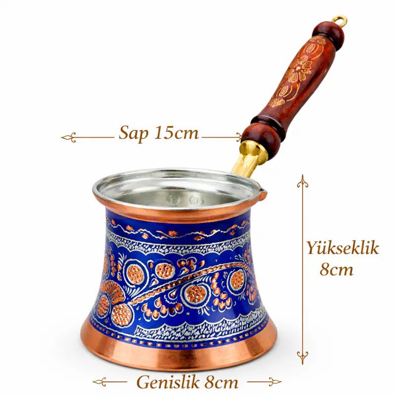 ��lemeli Bak�r Cezve Mavi