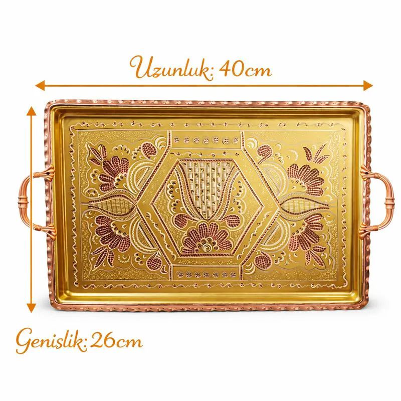 ��lemeli Bak�r Tepsi 40cm Sar�