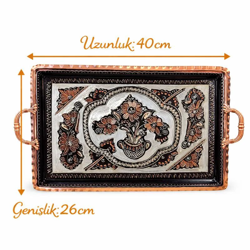 ��lemeli Bak�r tepsi 40cm Siyah