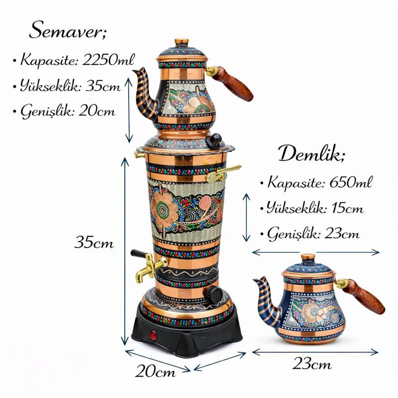 K���k Boy Elektrikli Bak�r Semaver Renkli