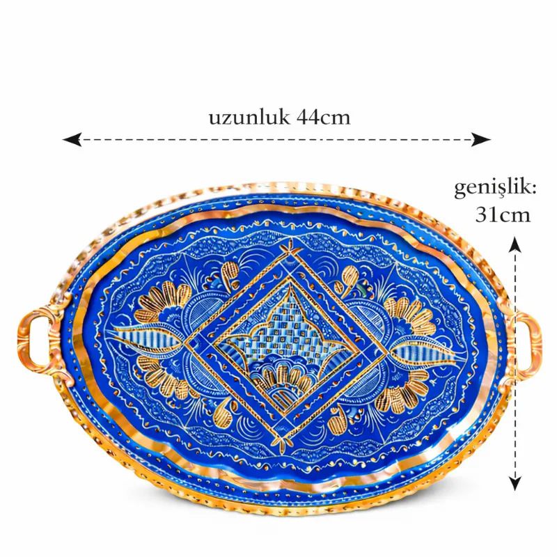 Oval-Bakir-tepsi-Mavi